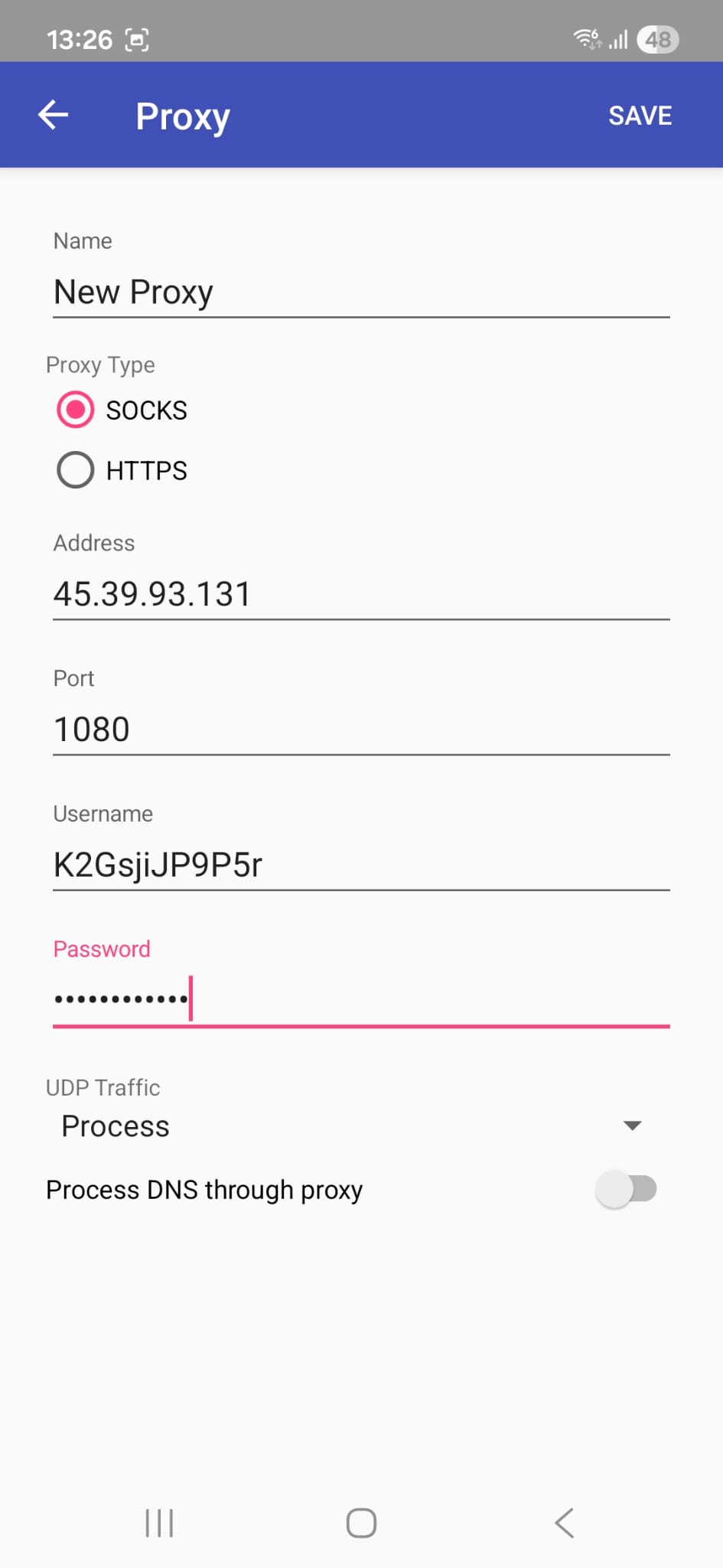 Proxifier Android Bağlantı Bilgileri
