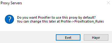 Proxifier Bağlantı Testi Sonucu